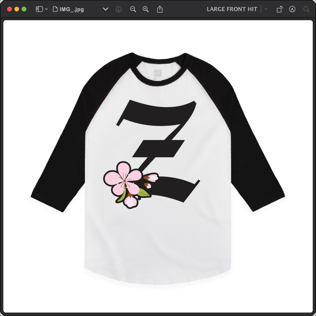 Z_DROPPED - Mens, Unisex - Black / White - Z_BLOSSOM Raglan. - By: Z