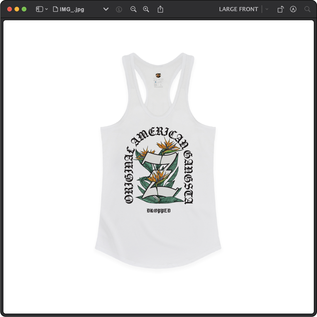 Z_DROPPED - Womens - White - Z_OG Racer Back Tank. - By: Chi Hom