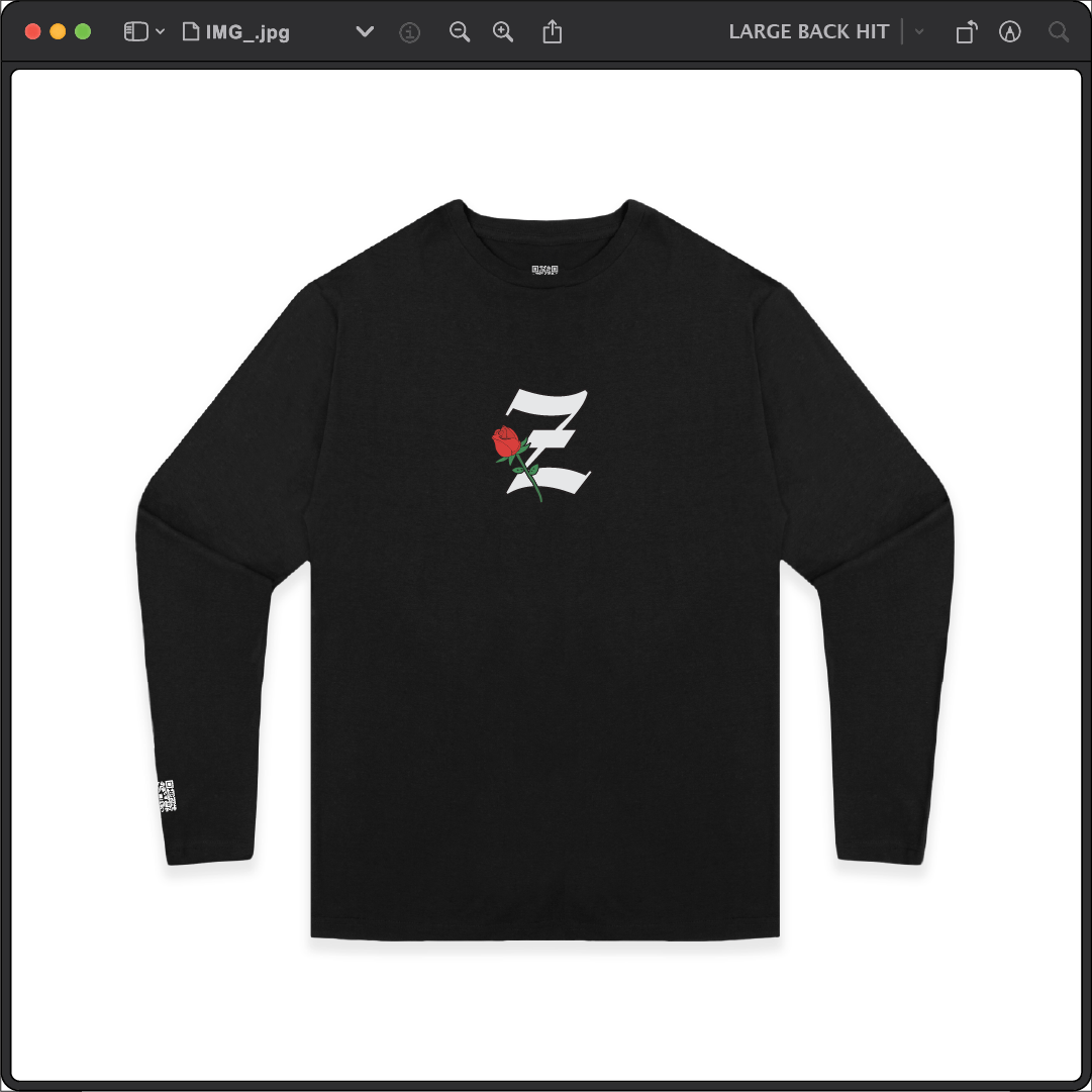 Z_DROPPED - Mens, Unisex - Black - Z_ROSE Long Sleeve. - By: Z