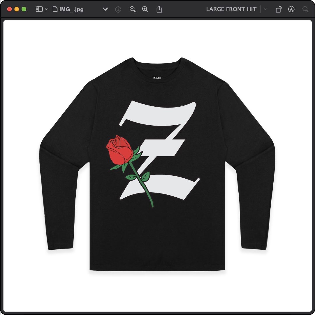 Z_DROPPED - Mens, Unisex - Black - Z_ROSE Long Sleeve. - By: Z