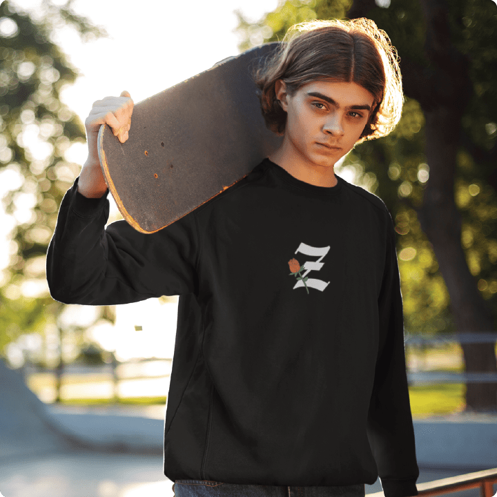 Z_DROPPED - Mens, Unisex - Black - Z_ROSE Long Sleeve. - By: Z