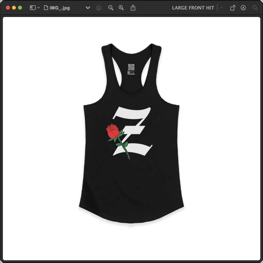 Z_DROPPED - Womens - Black - Z_ROSE Racer Back Tank. - By: Z