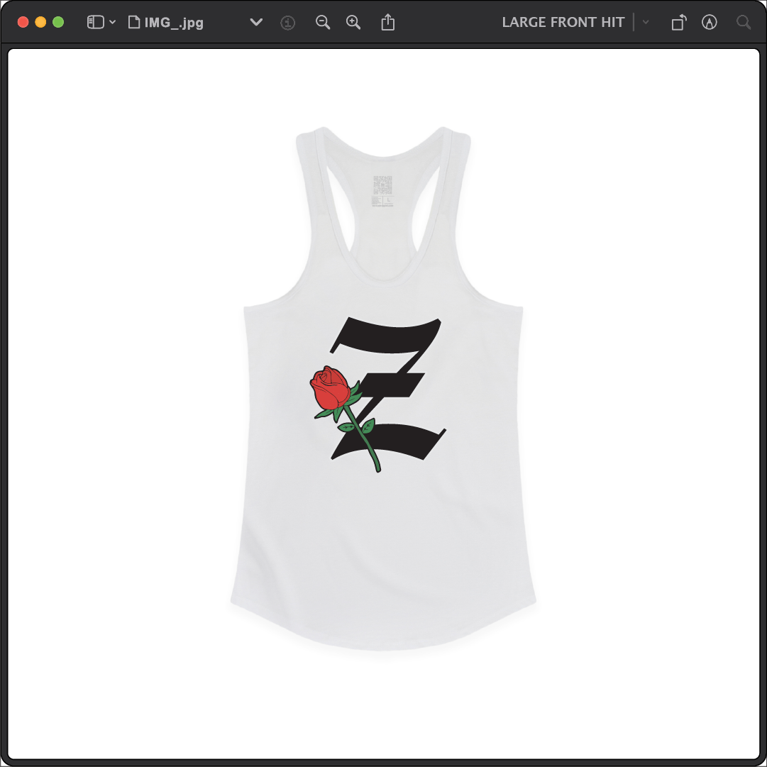 Z_DROPPED - Womens - White - Z_ROSE Racer Back Tank. - By: Z