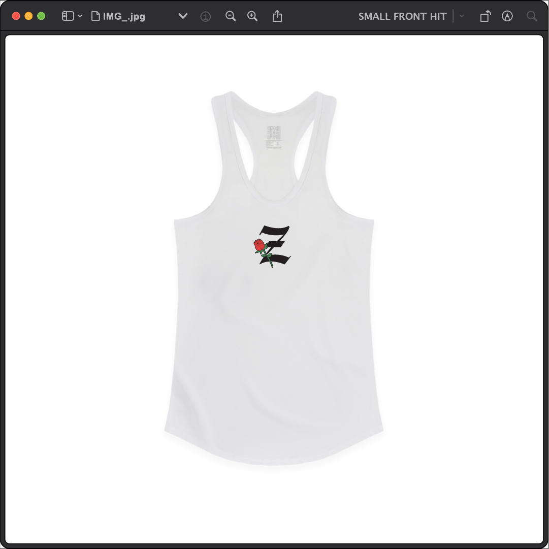 Z_DROPPED - Womens - White - Z_ROSE Racer Back Tank. - By: Z