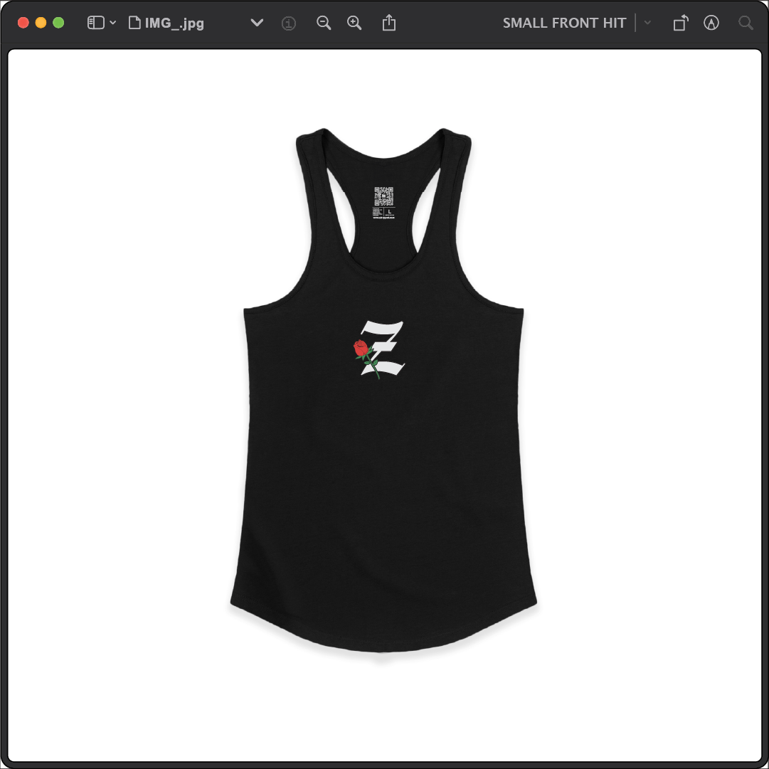 Z_DROPPED - Womens - Black - Z_ROSE Racer Back Tank. - By: Z