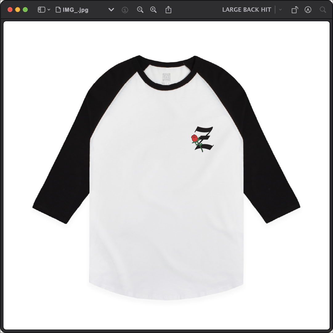 Z_DROPPED - Mens, Unisex - Black / White - Z_ROSE Raglan. - By: Z