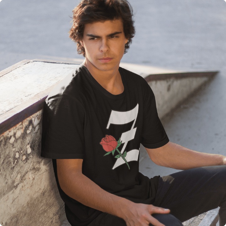 Z_DROPPED - Mens, Unisex - Black - Z_ROSE Tee. - By: Z