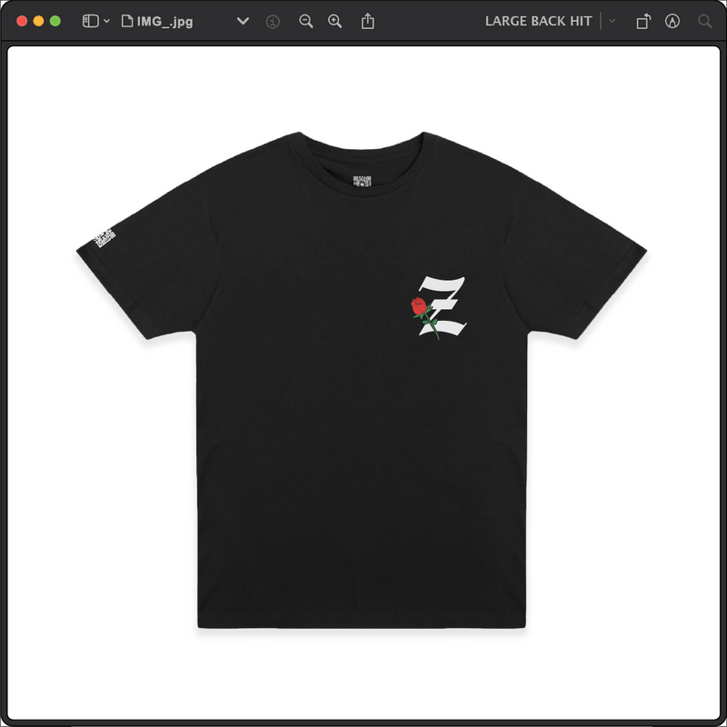 Z_DROPPED - Mens, Unisex - Black - Z_ROSE Tee. - By: Z