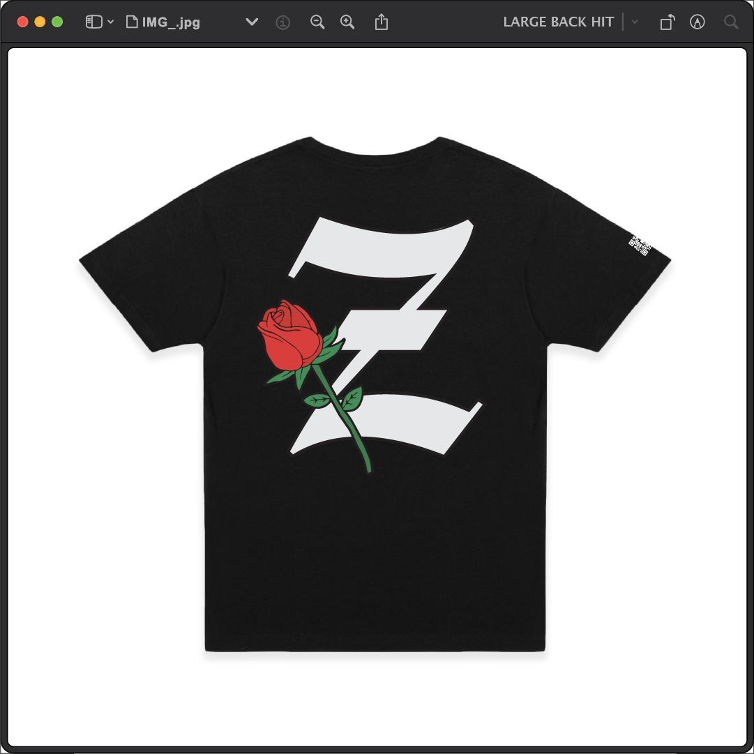 Z_DROPPED - Mens, Unisex - Black - Z_ROSE Tee. - By: Z