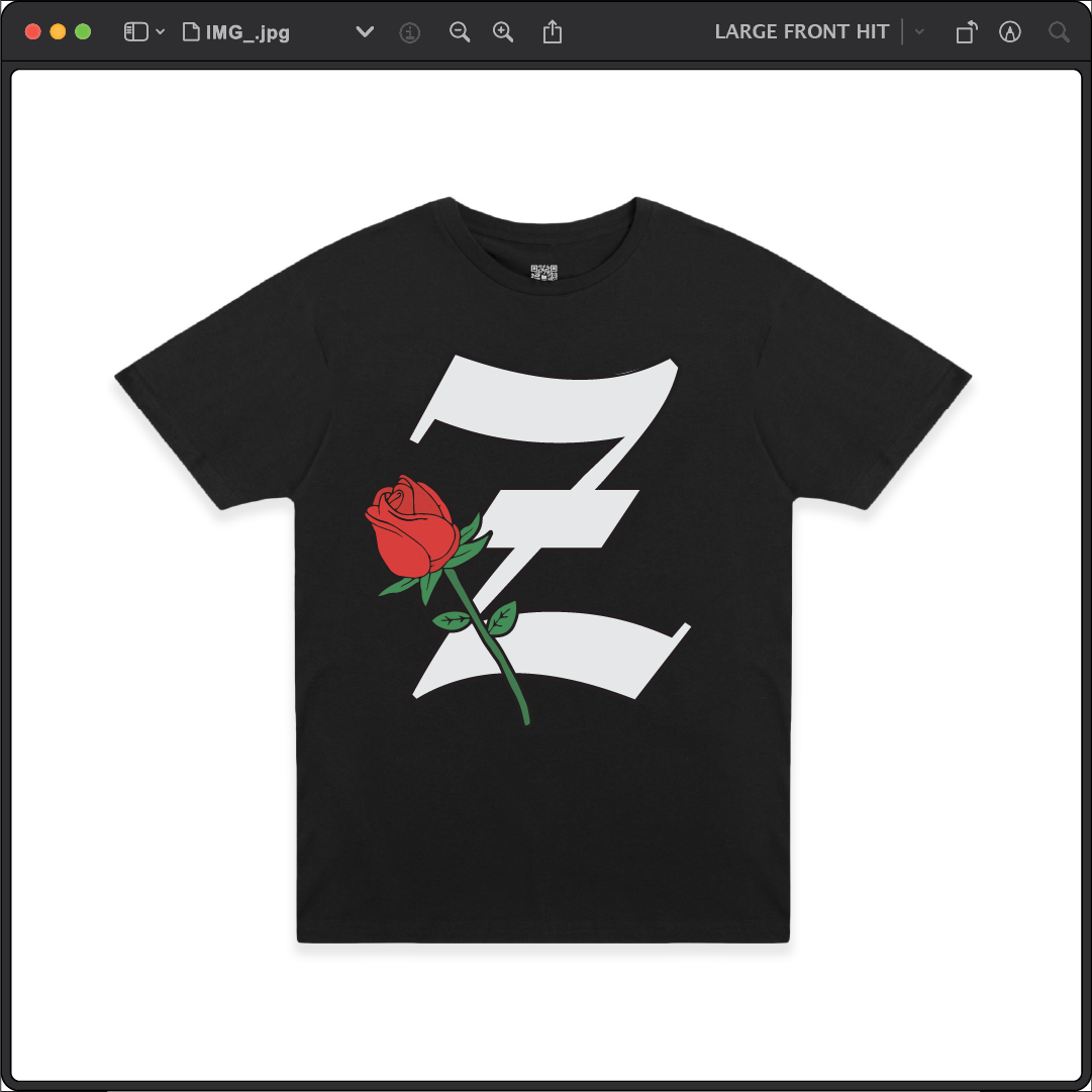 Z_DROPPED - Mens, Unisex - Black - Z_ROSE Tee. - By: Z